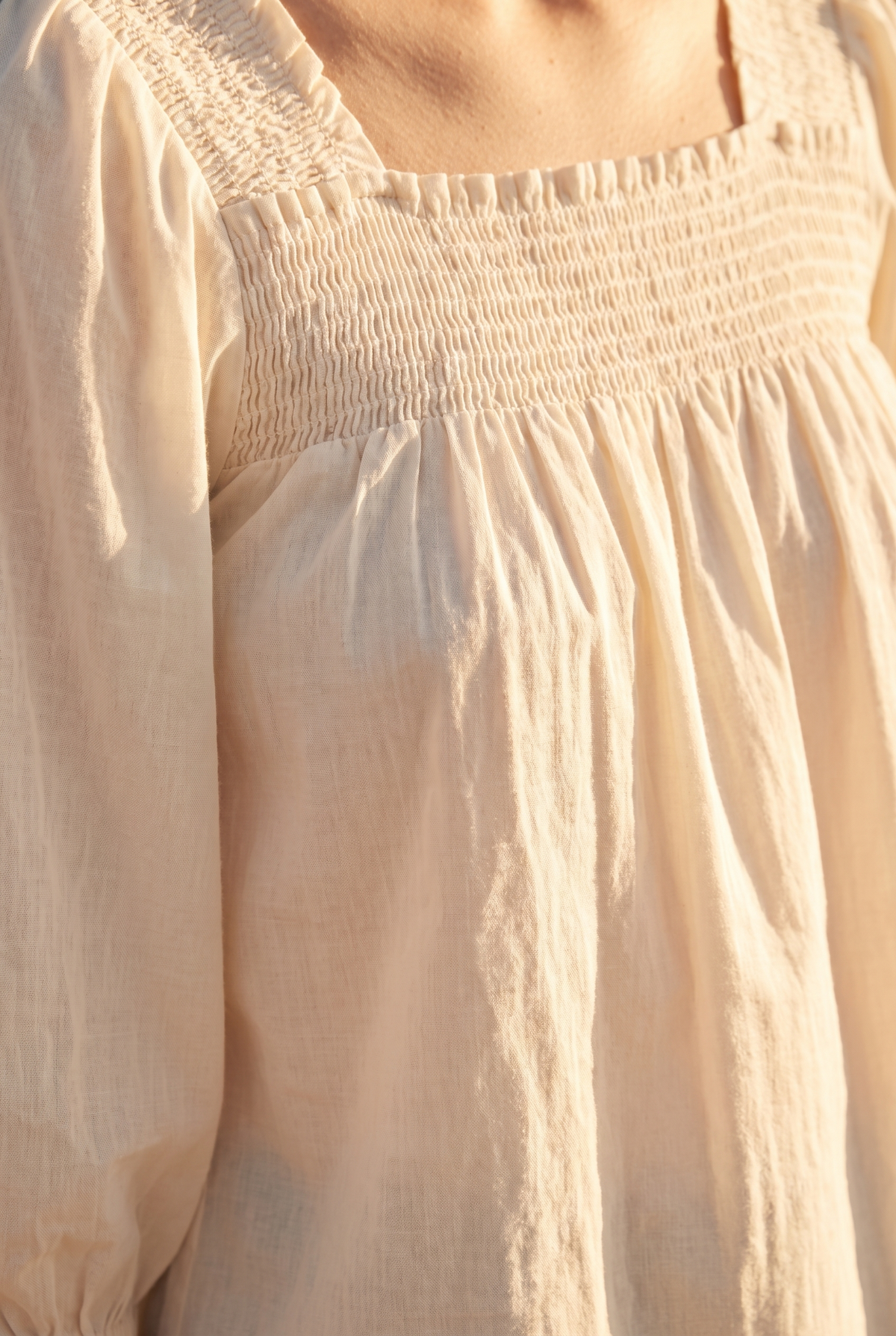 The Saffron Blouse, smocking detail