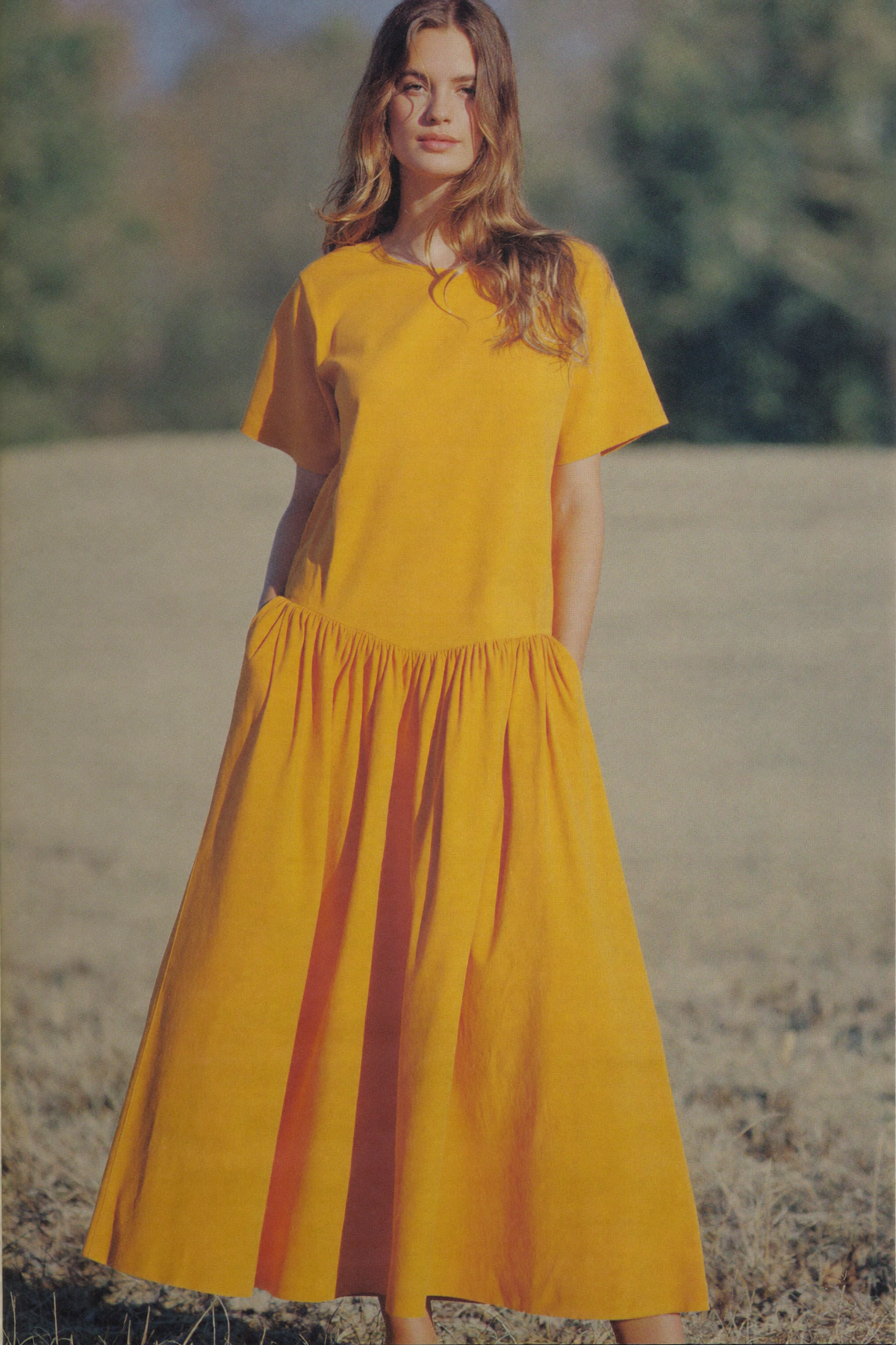The Marigold Maxi in Golden, front