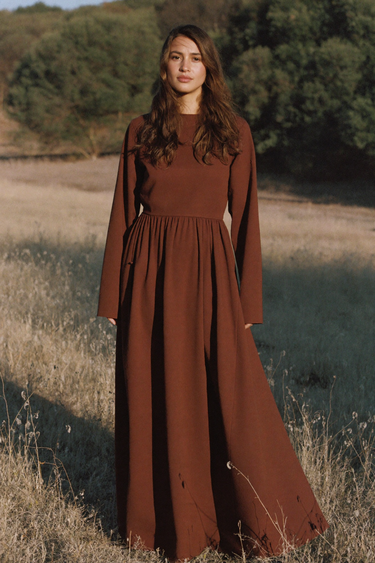 The Hazel Maxi in Chestnut, front