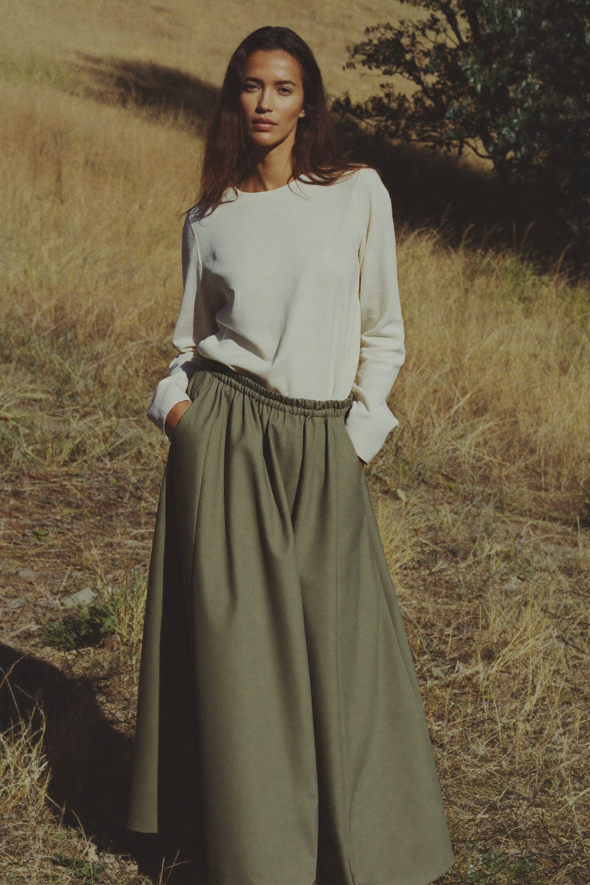 The Fern Skirt in Olive, front