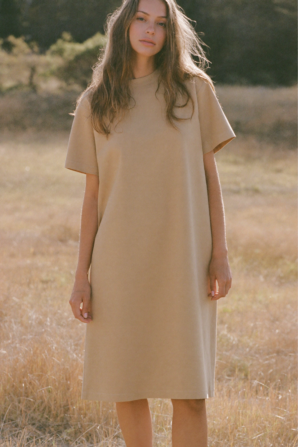 The Adeline Midi in Sand, front