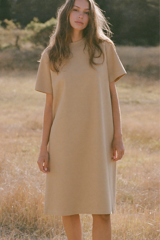 The Adeline Midi in Sand, front