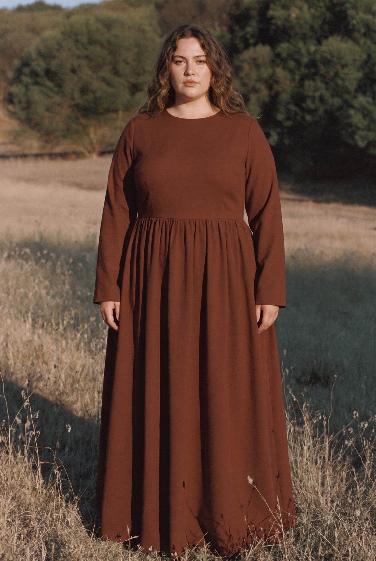 The Hazel Maxi in Chestnut, Curve fit