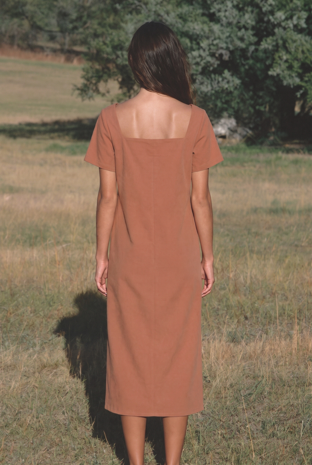 The Juniper Midi in Terracotta, back