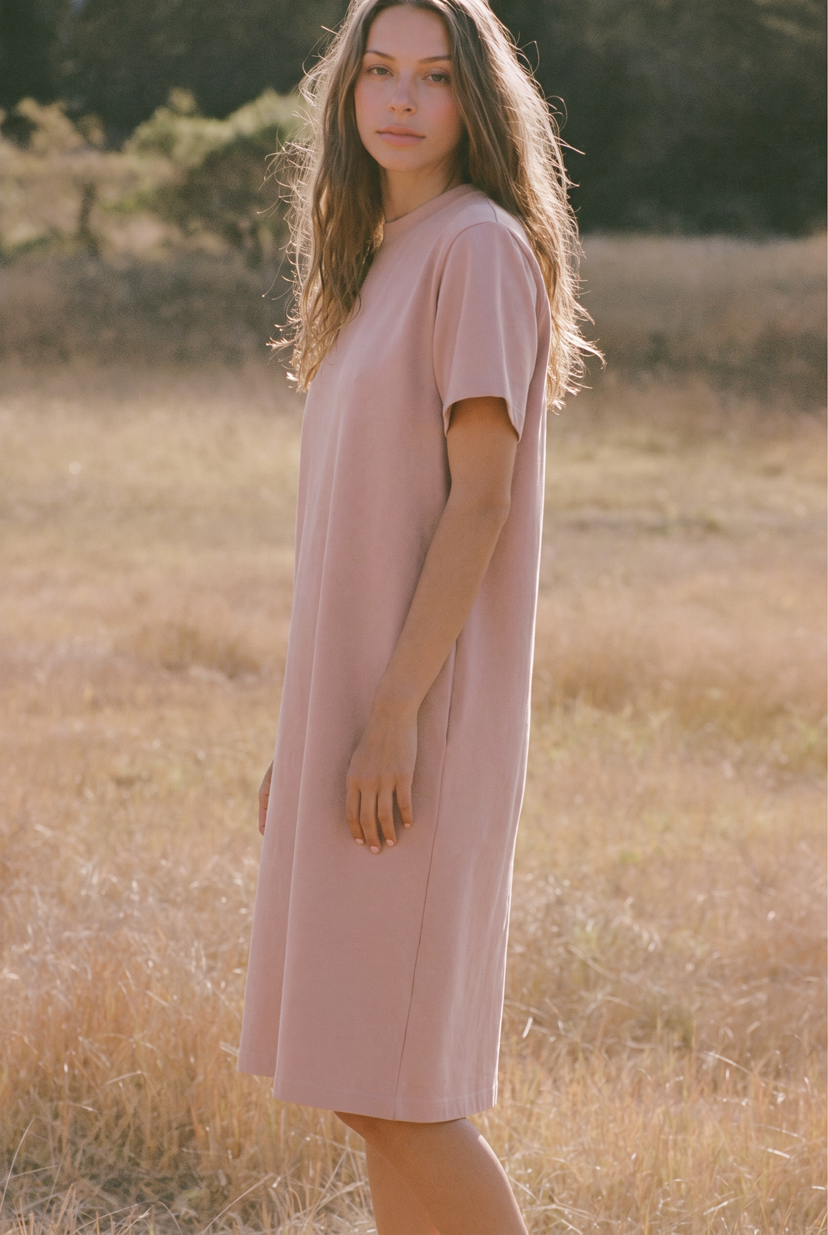 The Adeline Midi in Blush, three quarter view