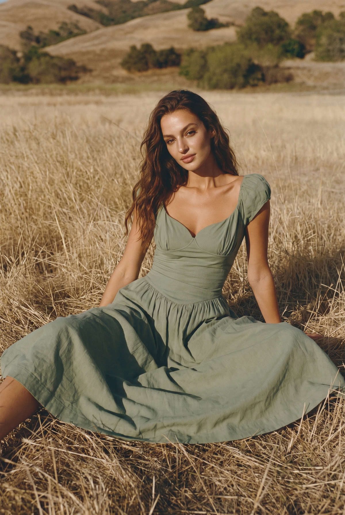 The Posy Midi in Meadow, seated