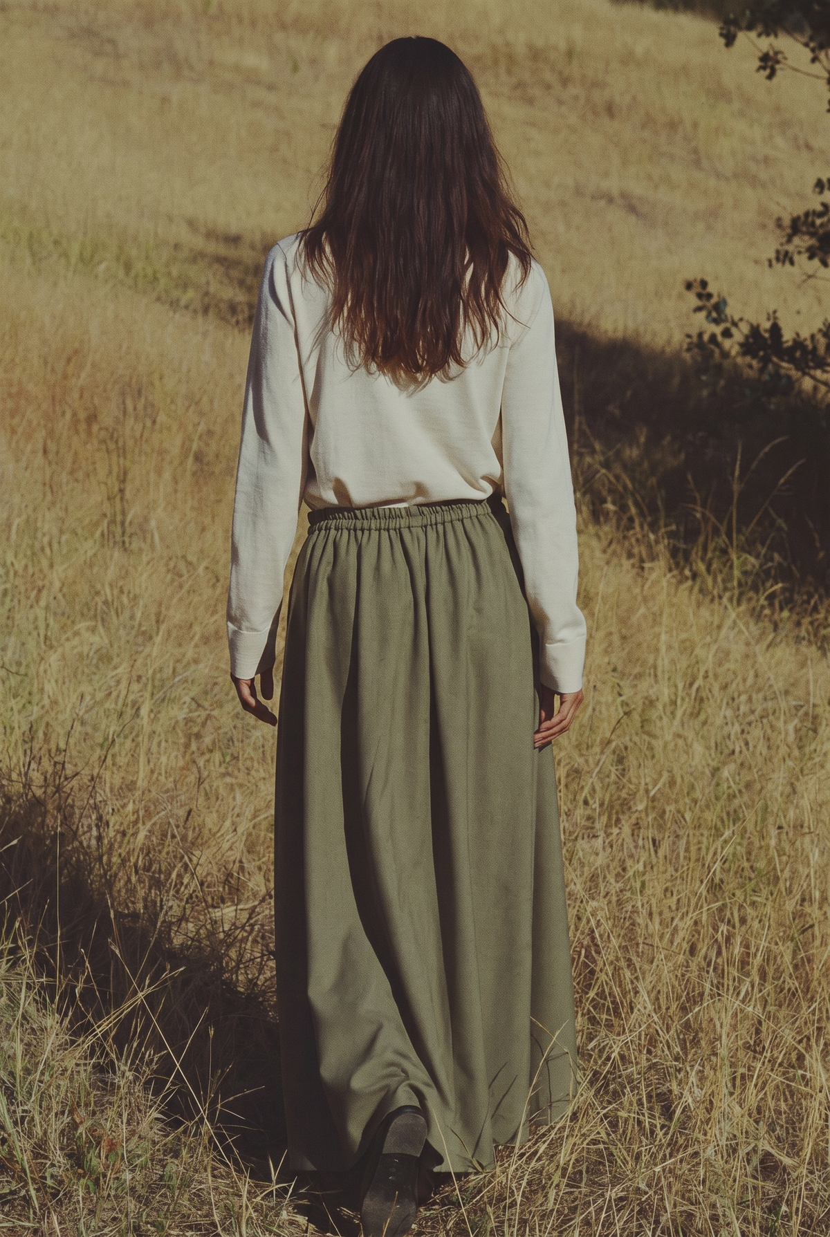 The Fern Skirt in Olive, back