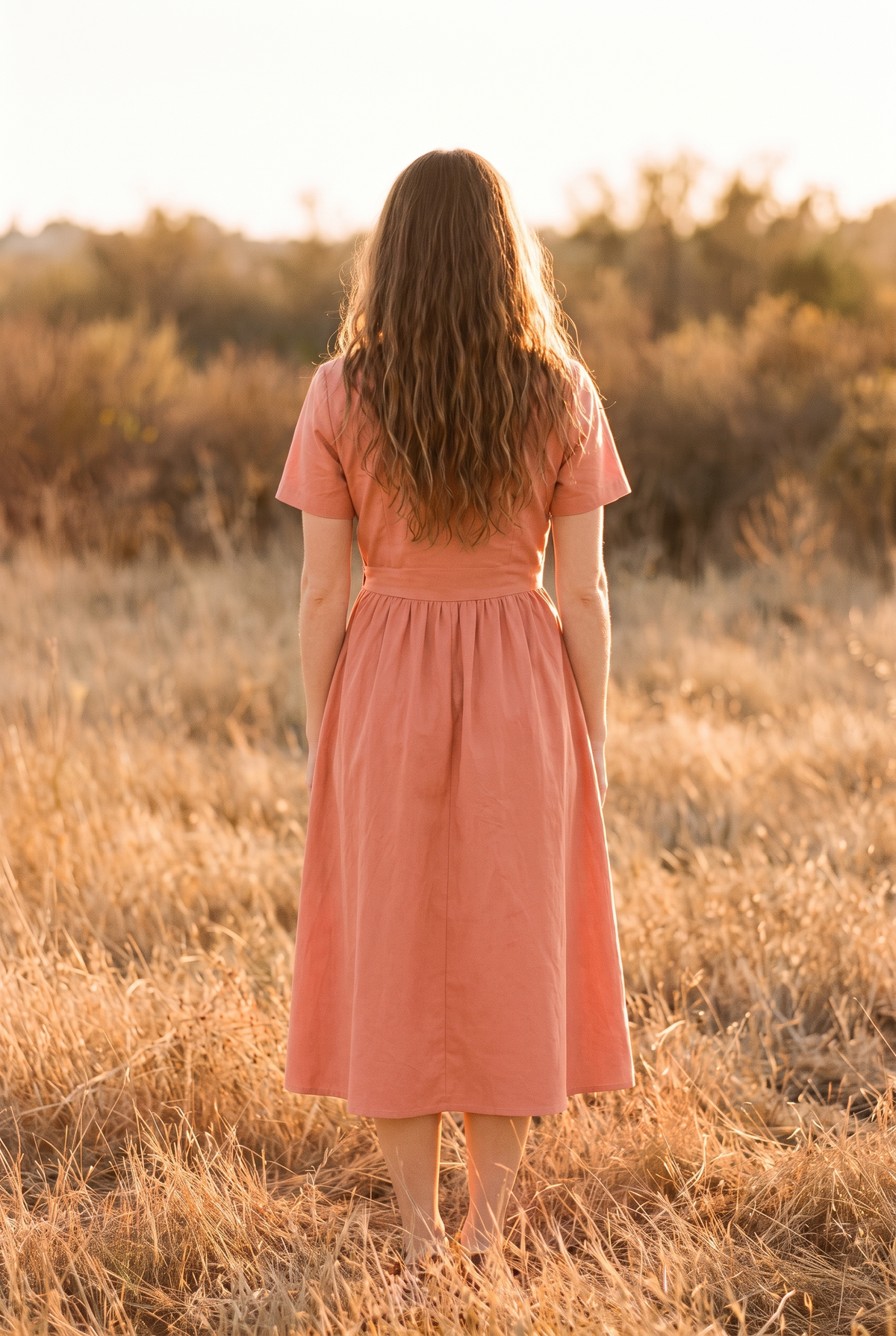 The Clementine Midi in Coral, back