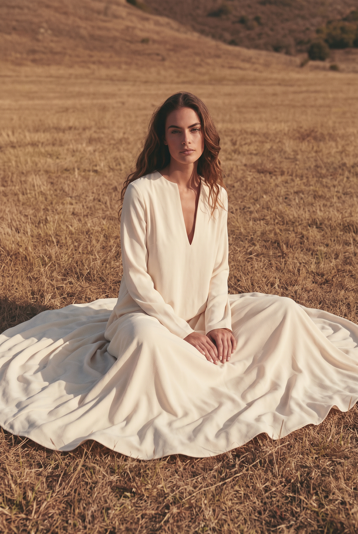 The Wren Maxi in Ivory, seated