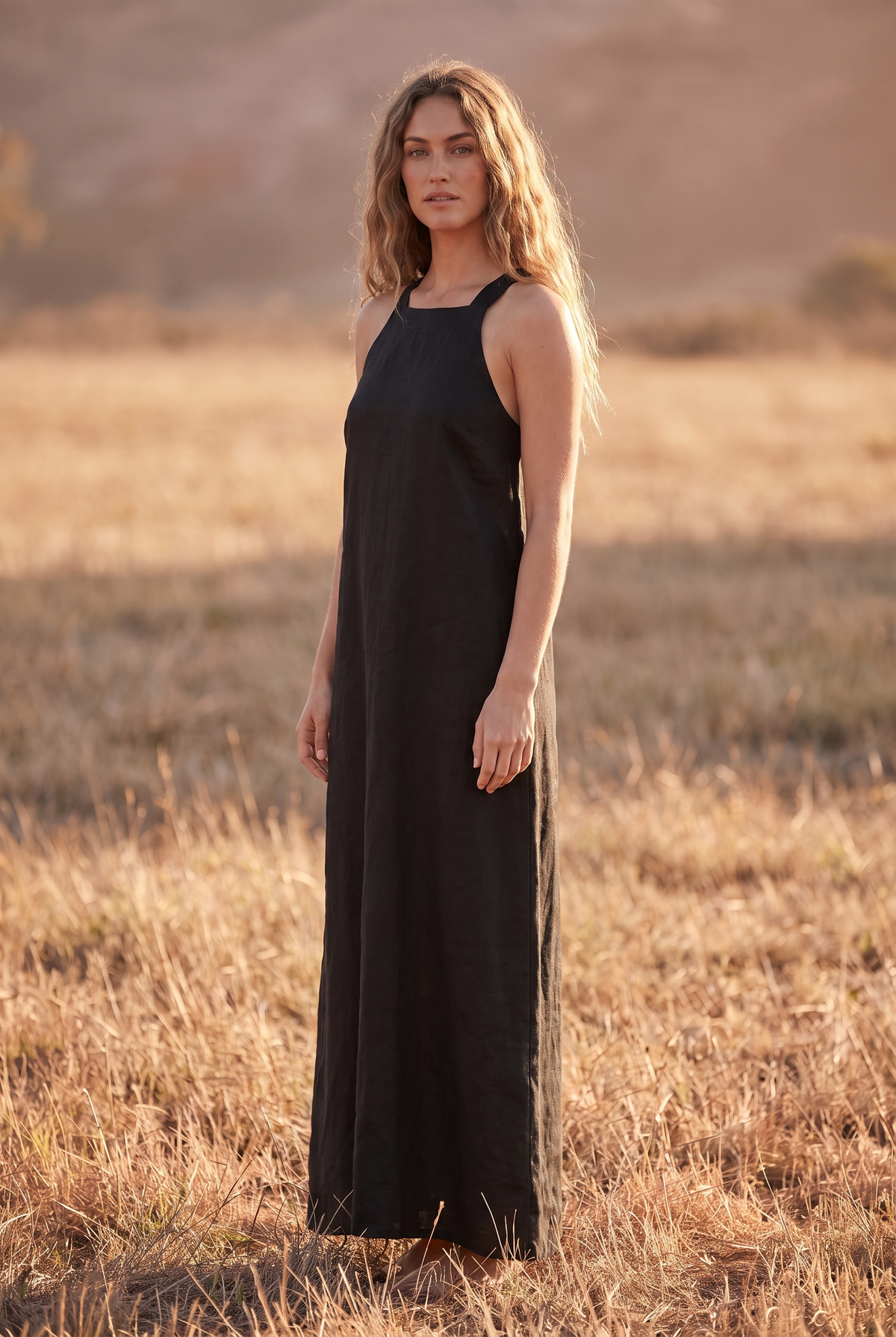 The Maren Maxi in Noir, three quarter view
