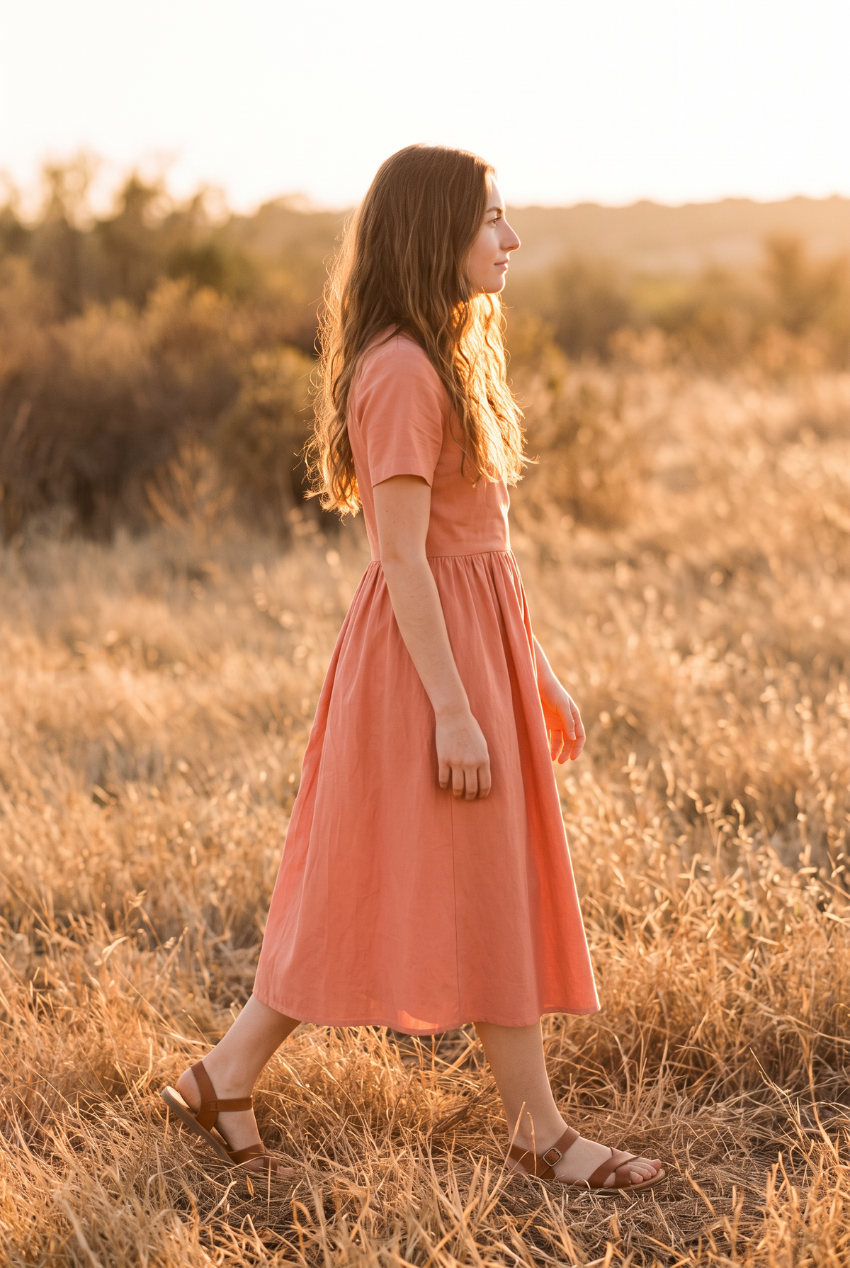 The Clementine Mini in Coral, walking