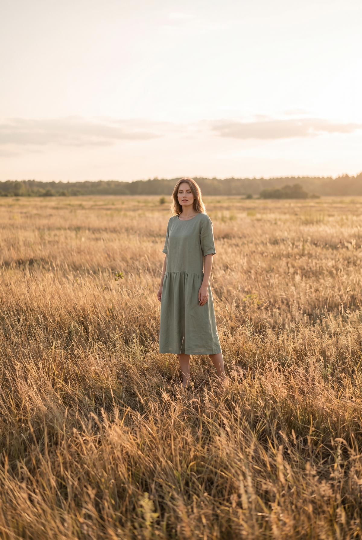 The Willow Midi in Sage, in the field