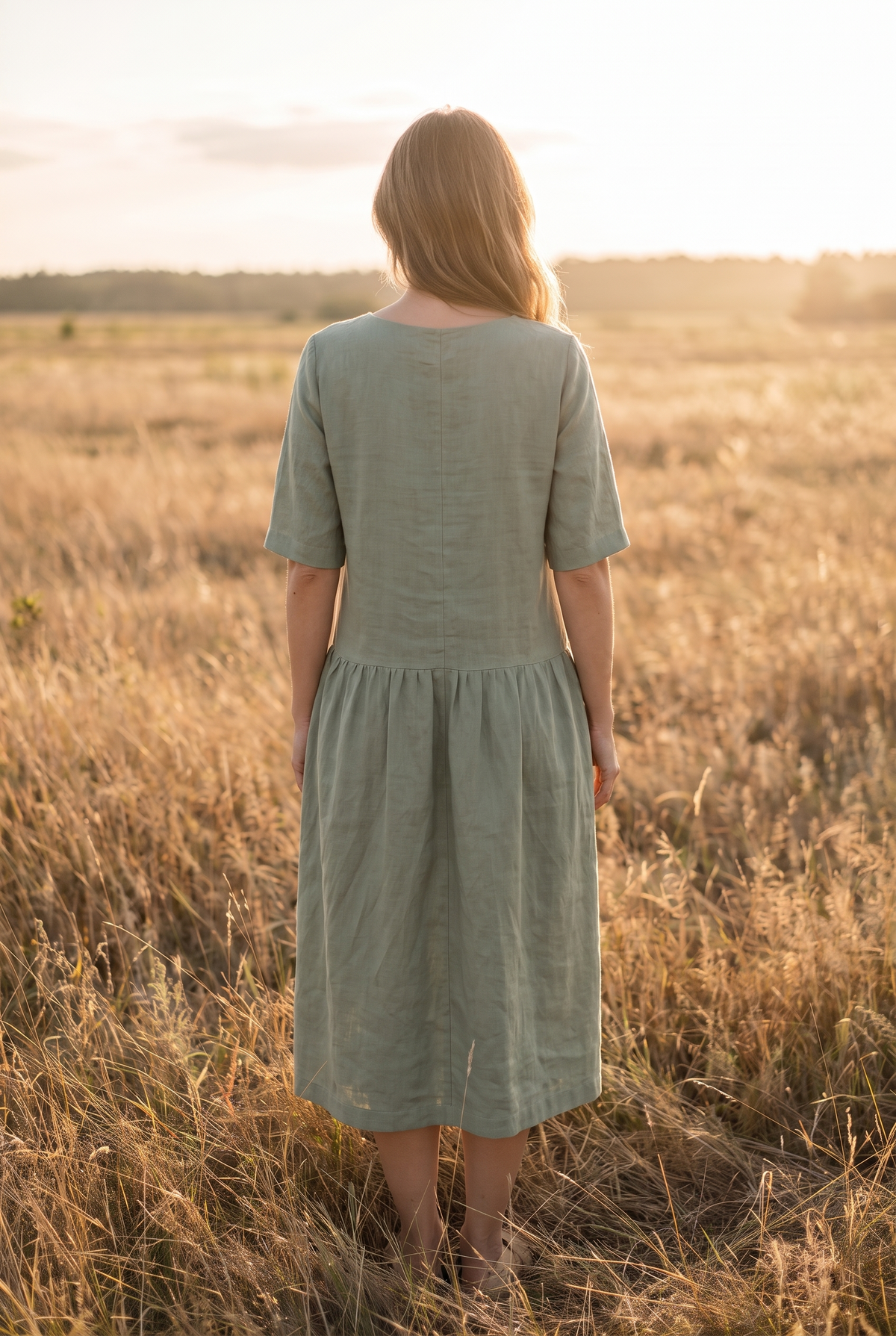 The Willow Midi in Sage, back