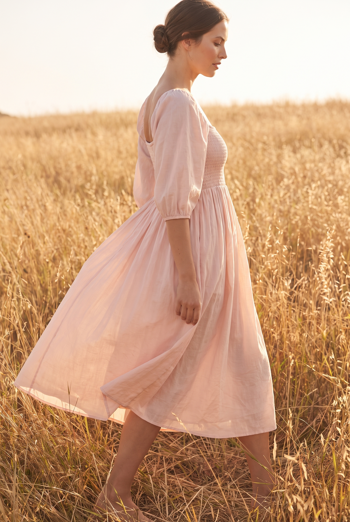 The Linden Midi in Blush, walking