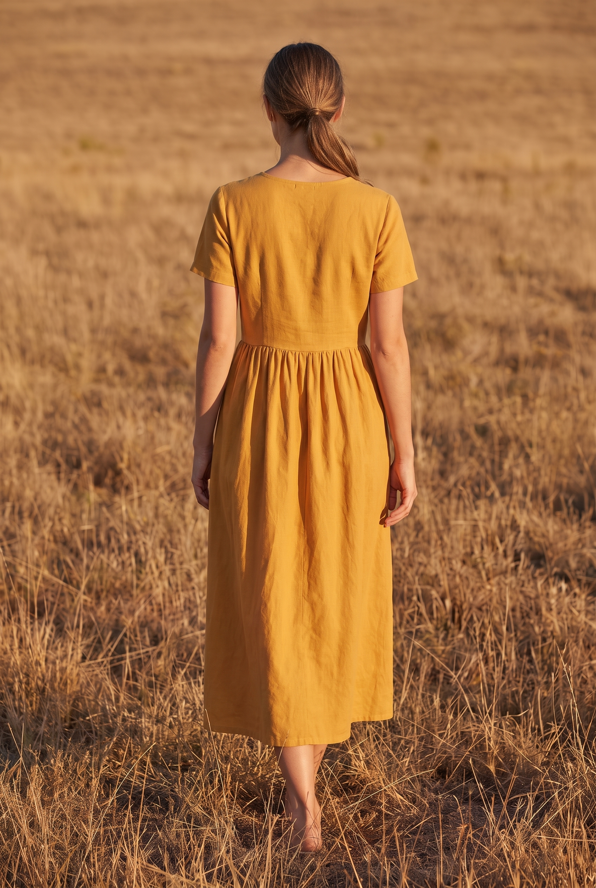 The Tansy Midi in Golden, back