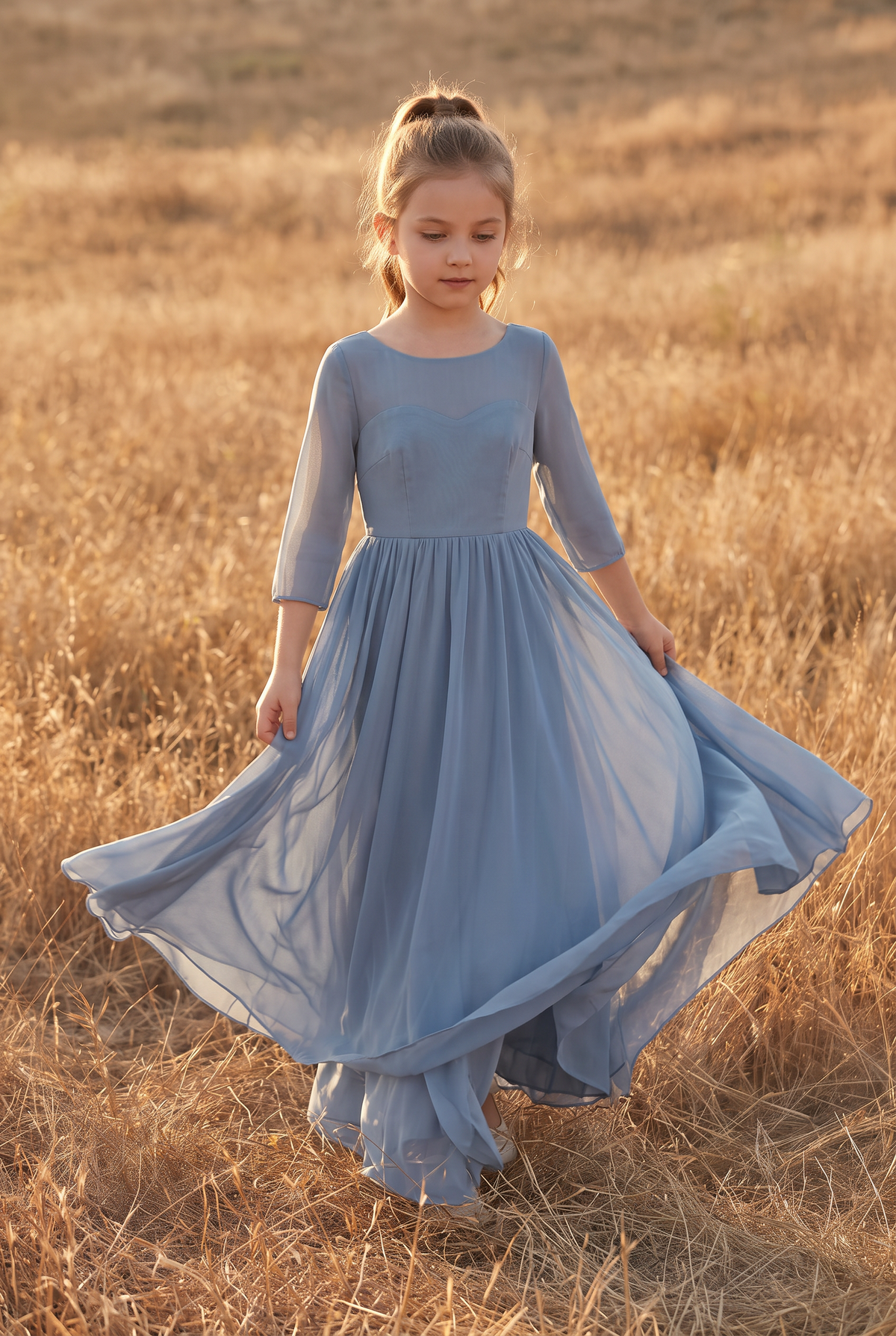 The Aster Mini in Dusty Blue, walking