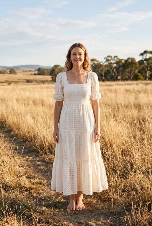 The Eloise Maxi in Ivory, front