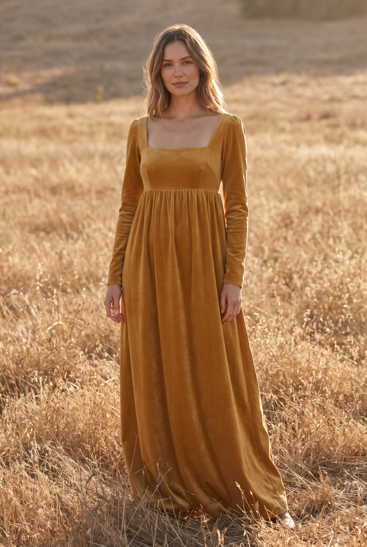 The Beatrix Maxi in Golden, front