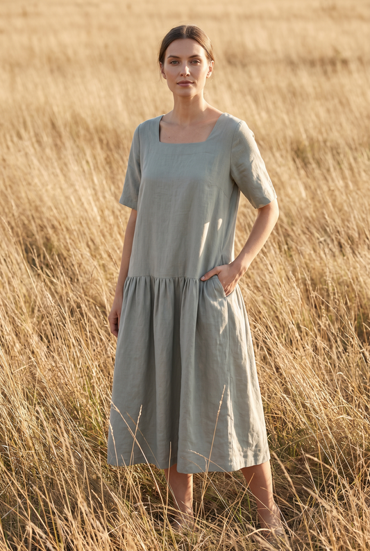 The Verity Midi in Sage, front