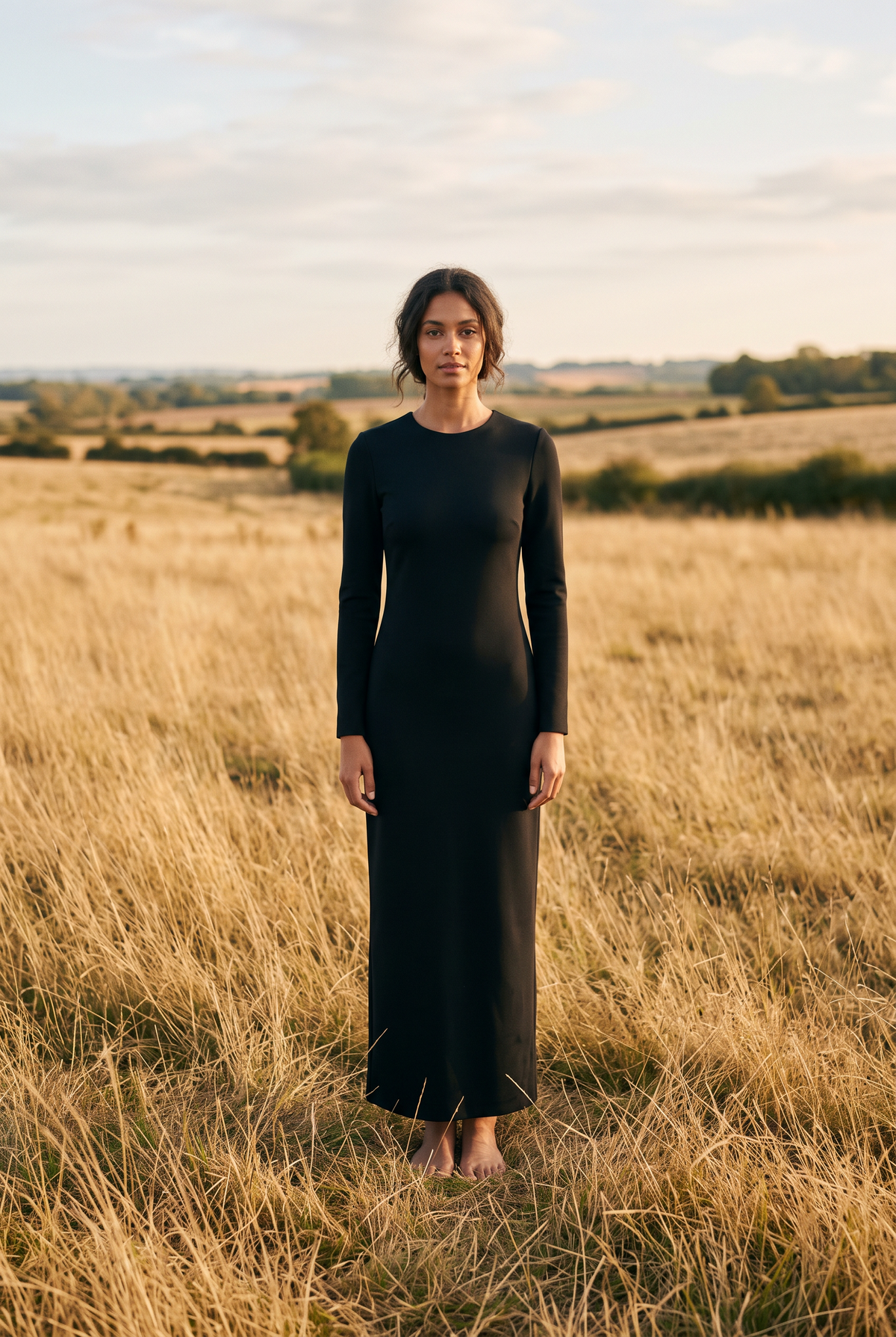 The Perpetua Maxi in Noir, front