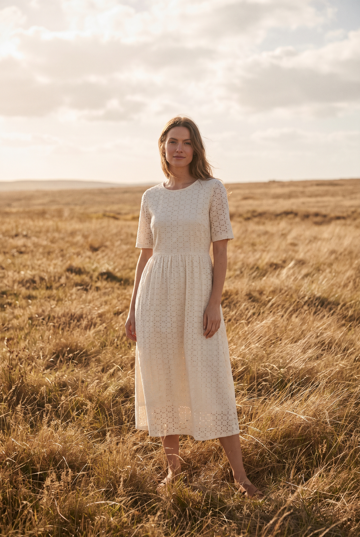 The Imogen Midi in Cream, front