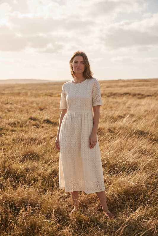 The Imogen Midi in Cream, front