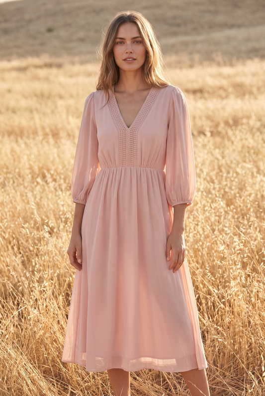 The Nora Midi in Blush, front