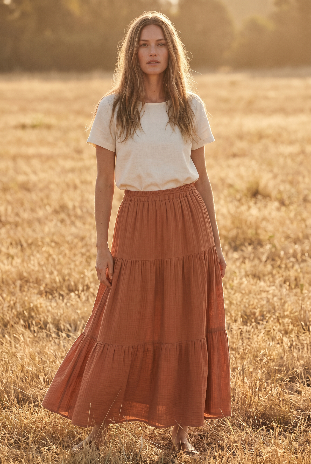 The Sorrel Skirt in Terracotta, front