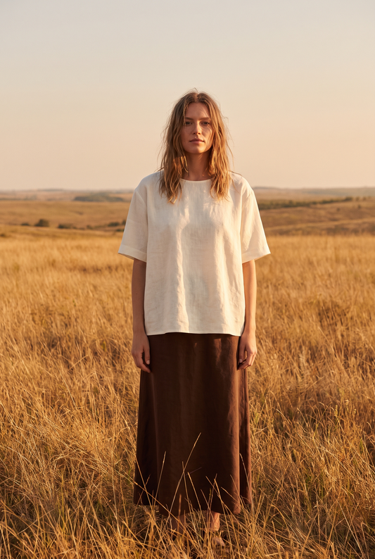 The Thistle Blouse in Ivory, front