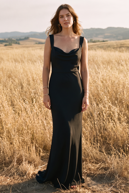 The Delphine Maxi in Noir, front