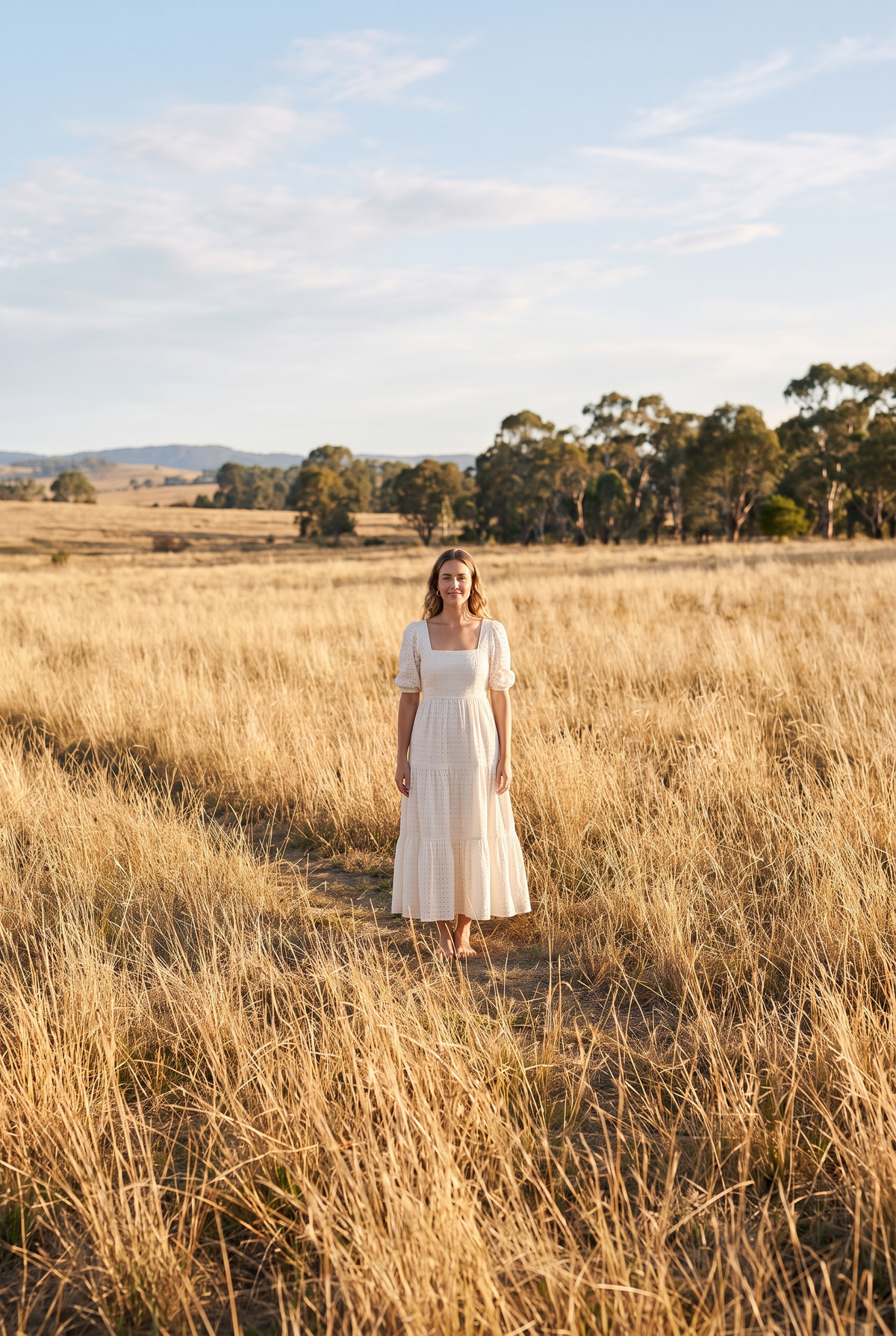 The Eloise Maxi in Ivory, in the field