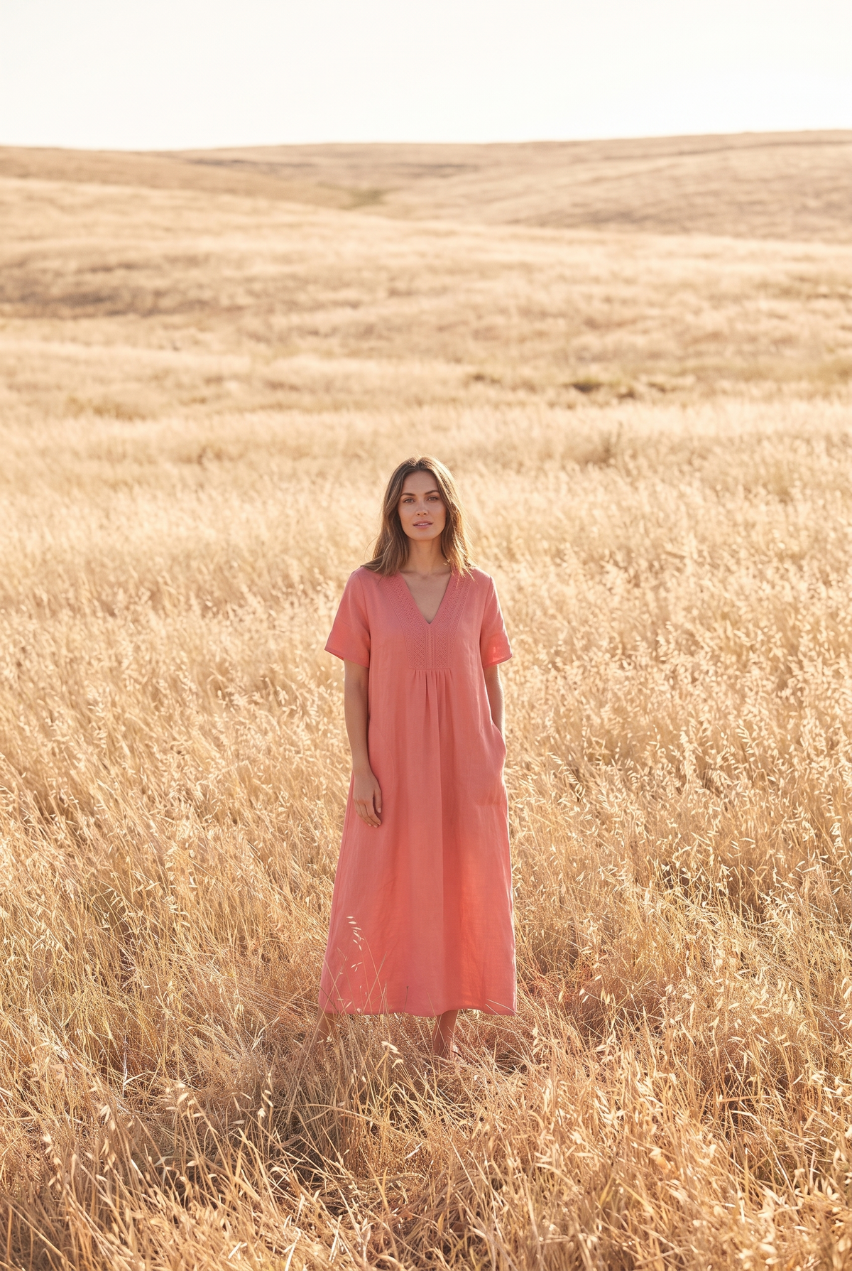 The Rosalind Maxi in Coral, in the field