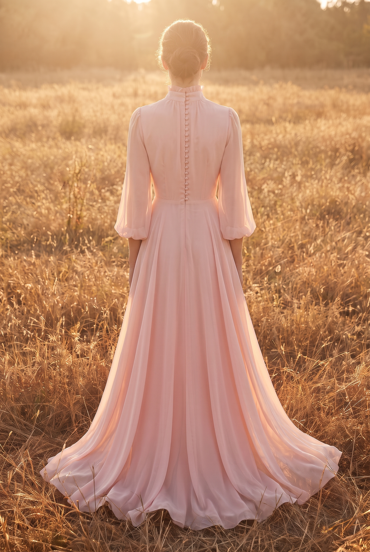 The Edith Maxi in Blush, back