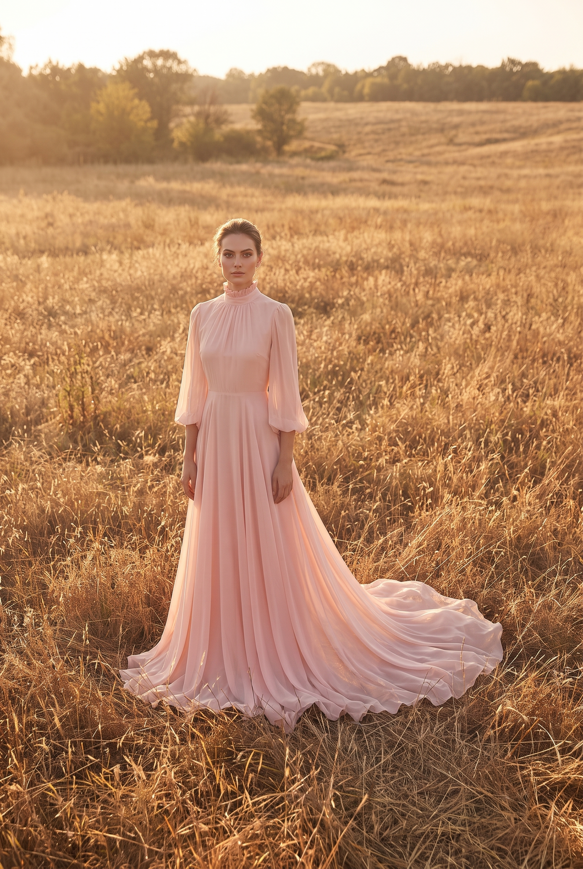 The Edith Maxi in Blush, in the field