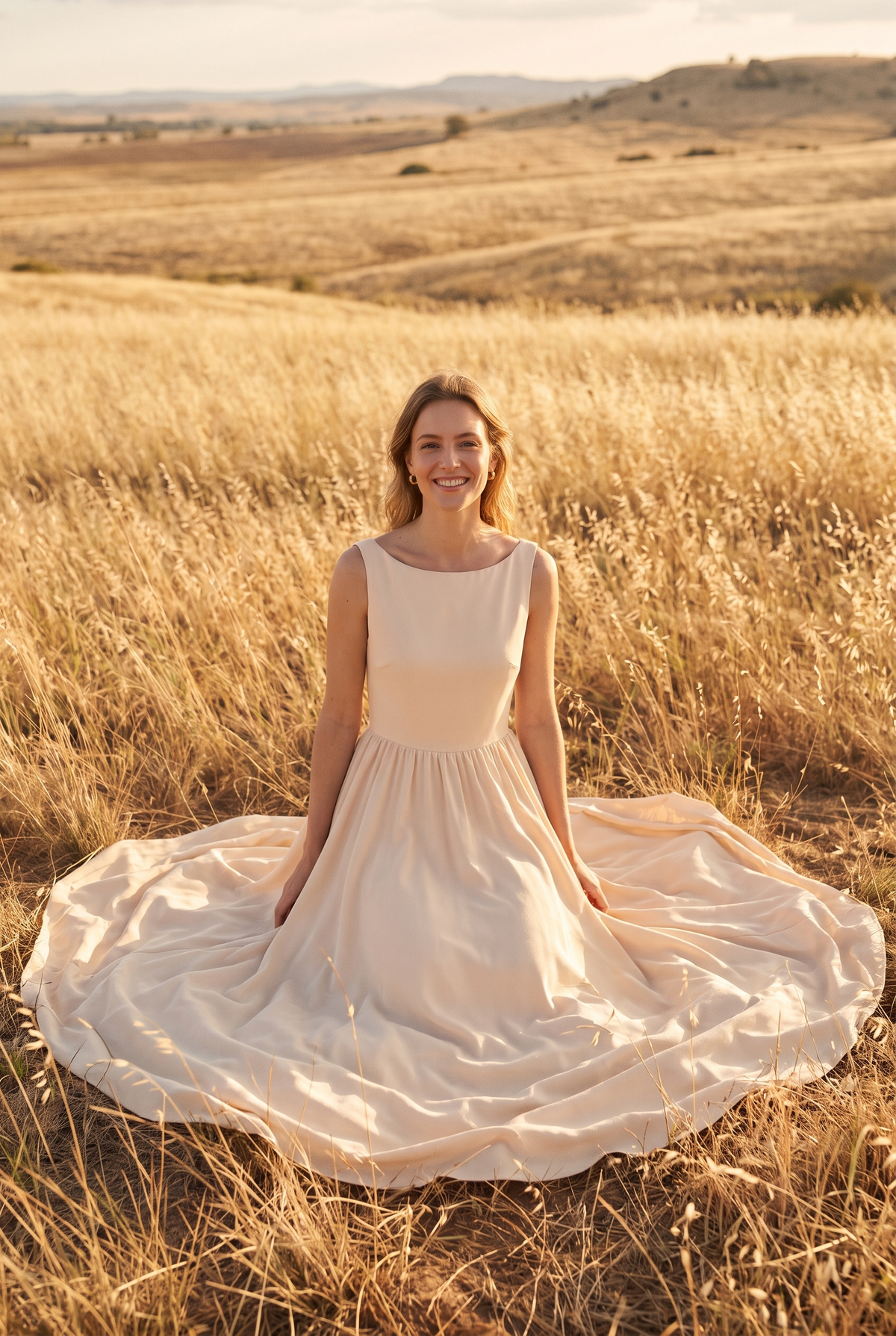 The Mabel Maxi in Champagne, seated