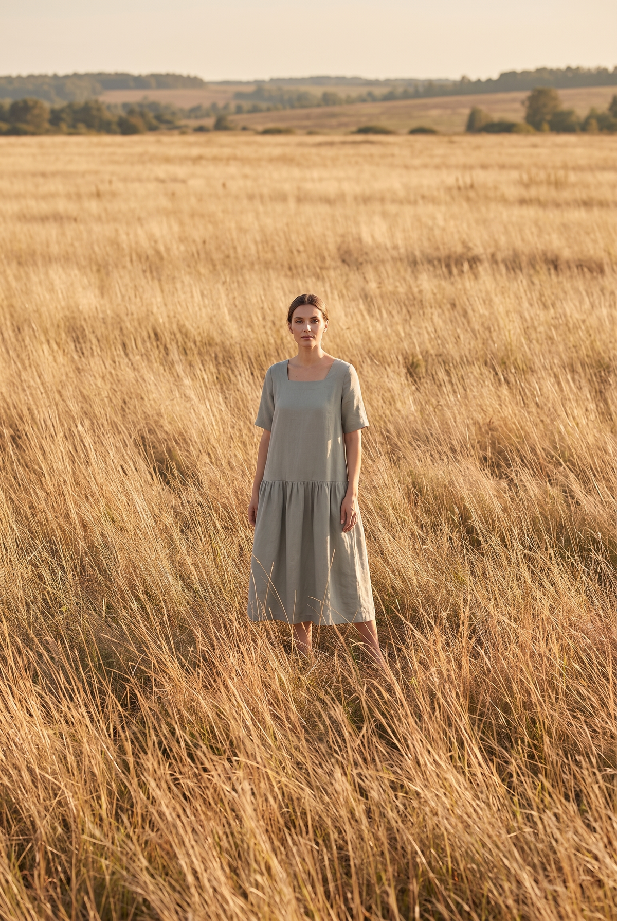 The Verity Midi in Sage, in the field