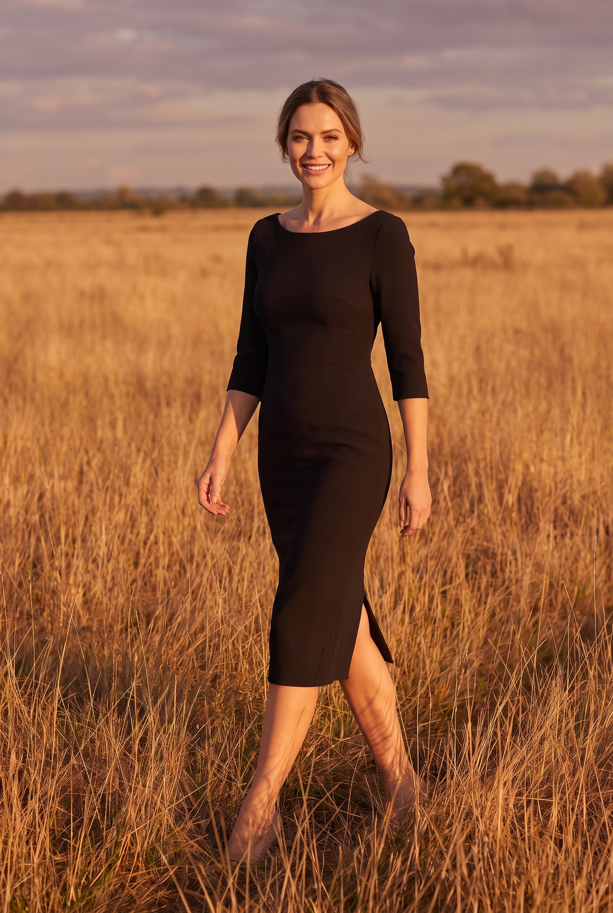 The Wilhelmina Midi in Noir, walking