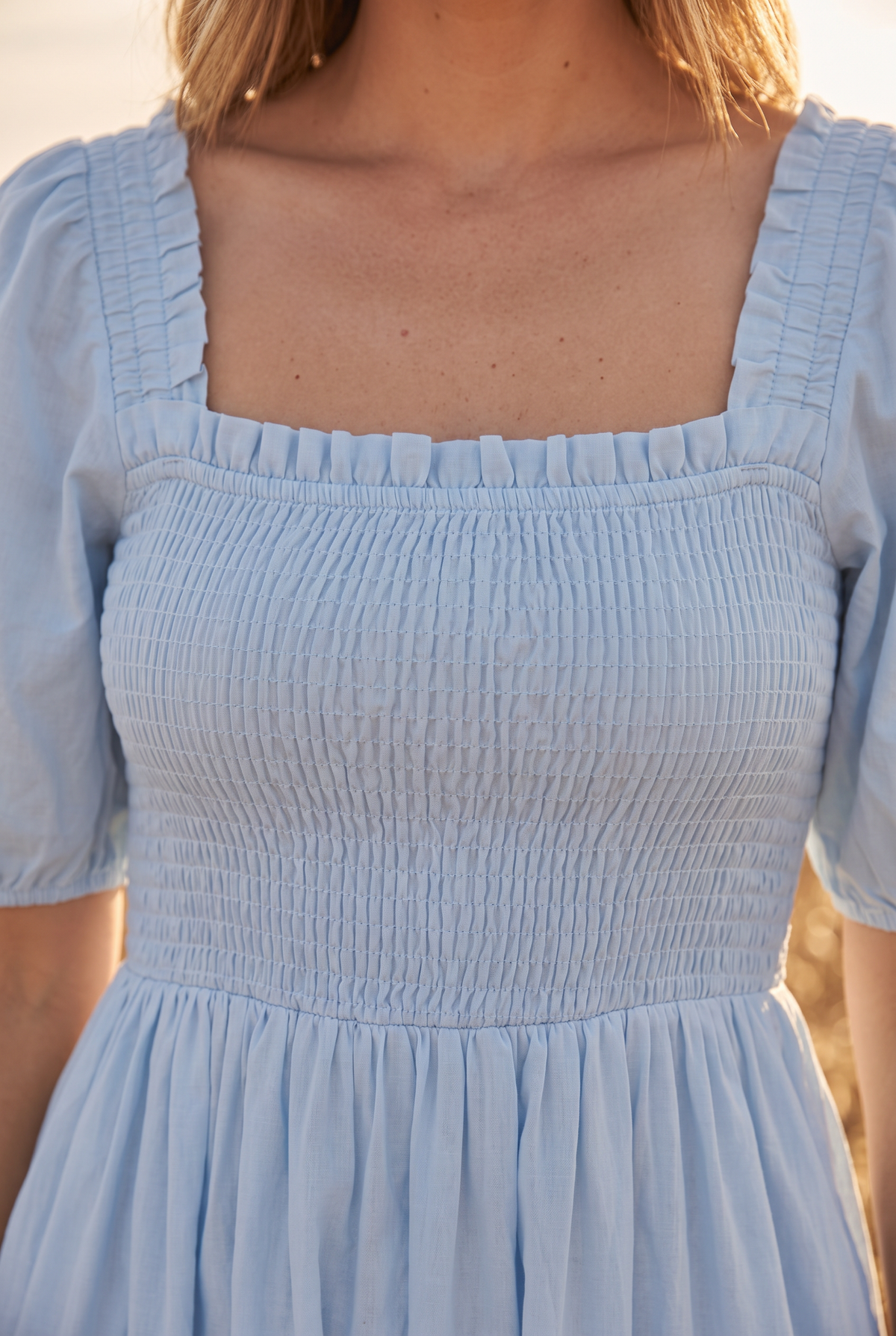 The Cordelia Midi, neckline detail