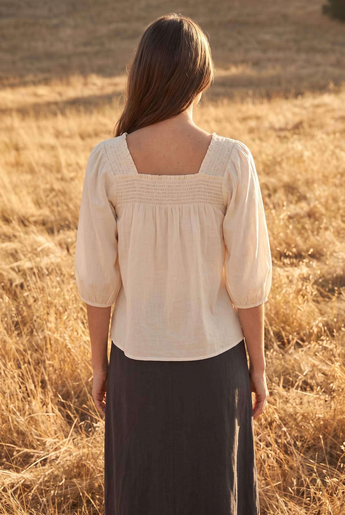 The Saffron Blouse in Cream, back