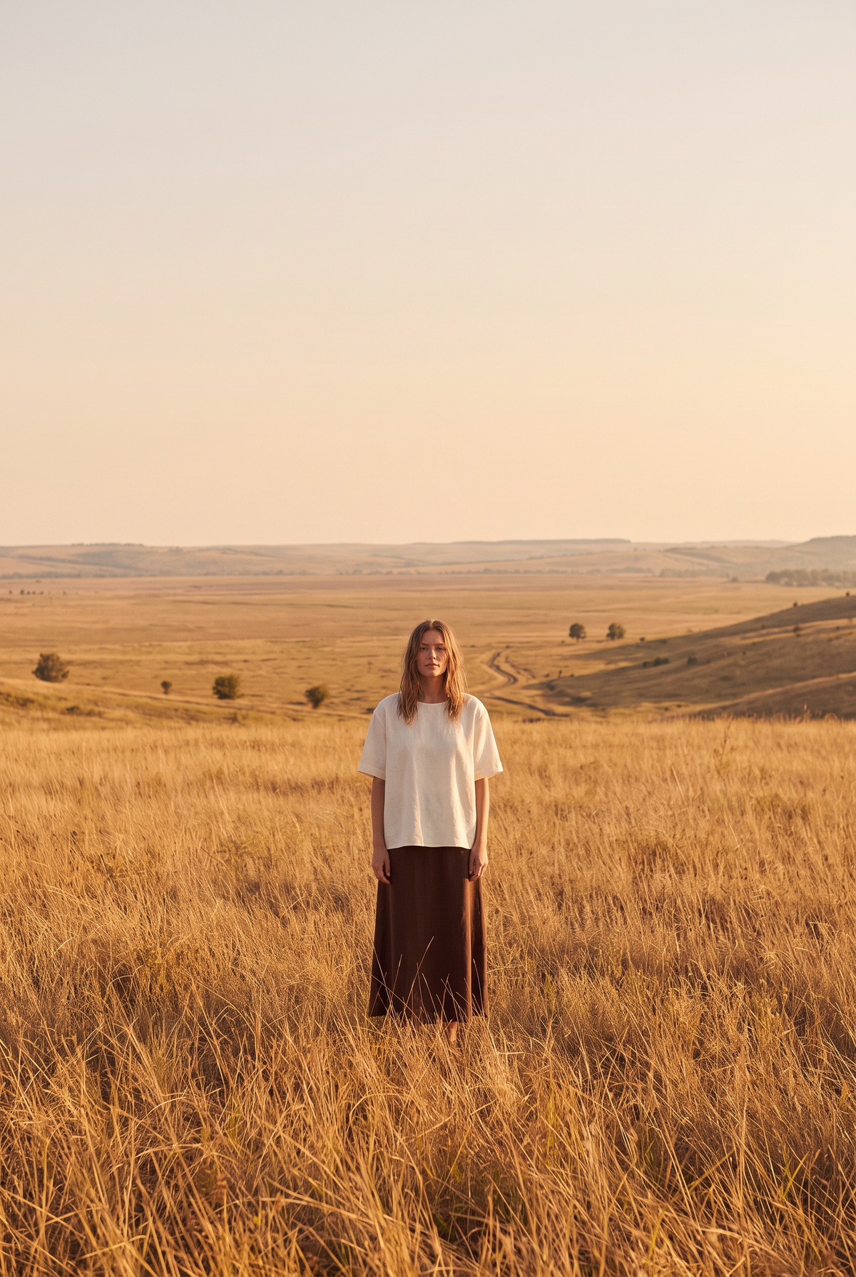 The Thistle Blouse in Ivory, in the field