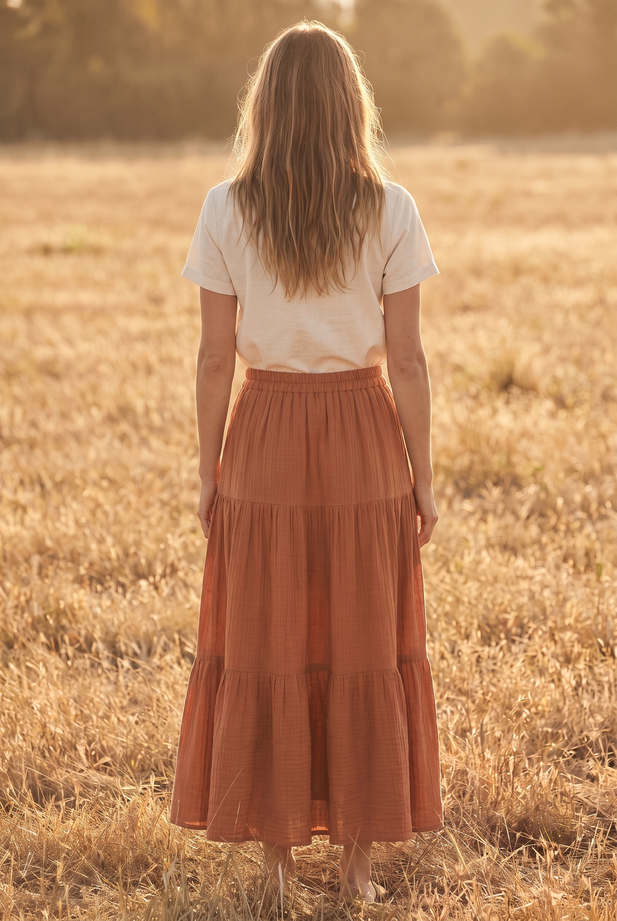 The Sorrel Skirt in Terracotta, back