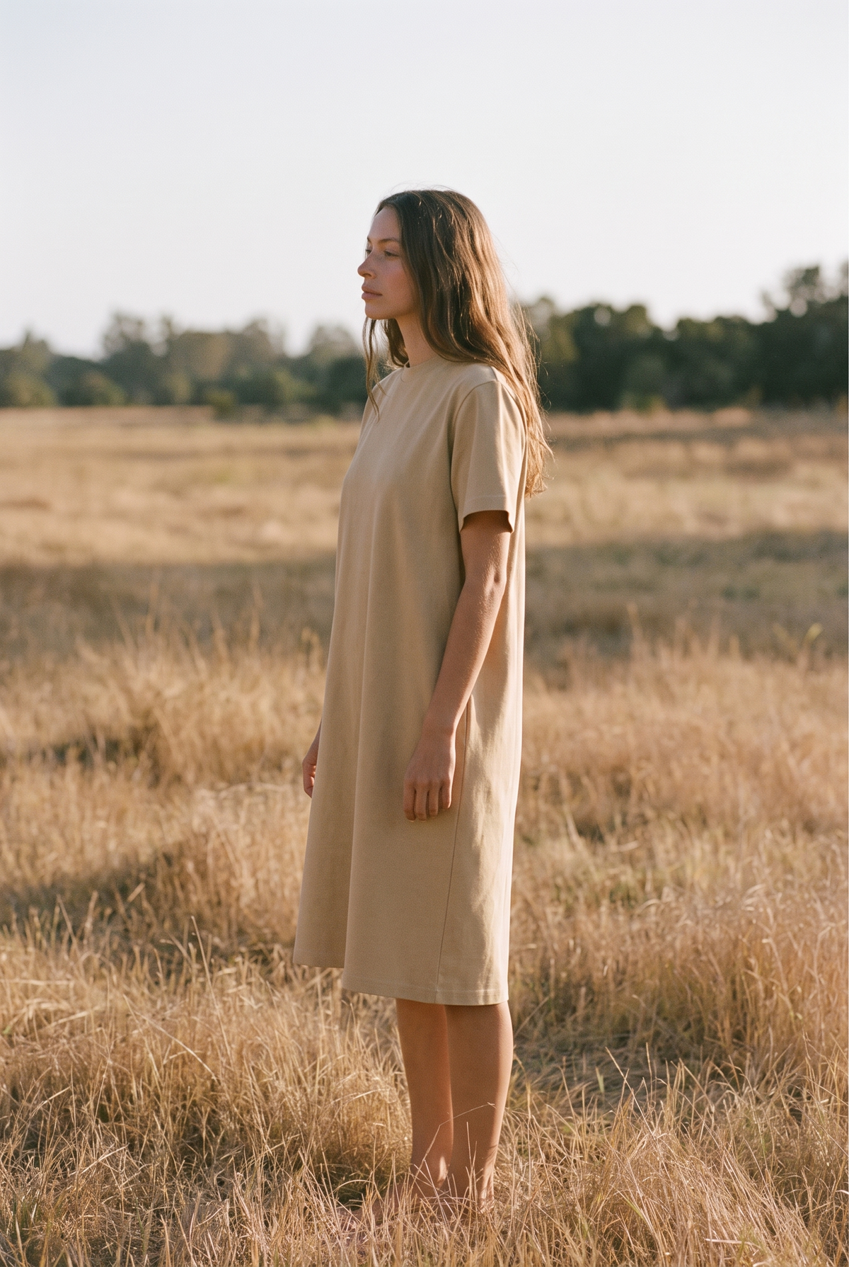 The Adeline Midi in Sand, side