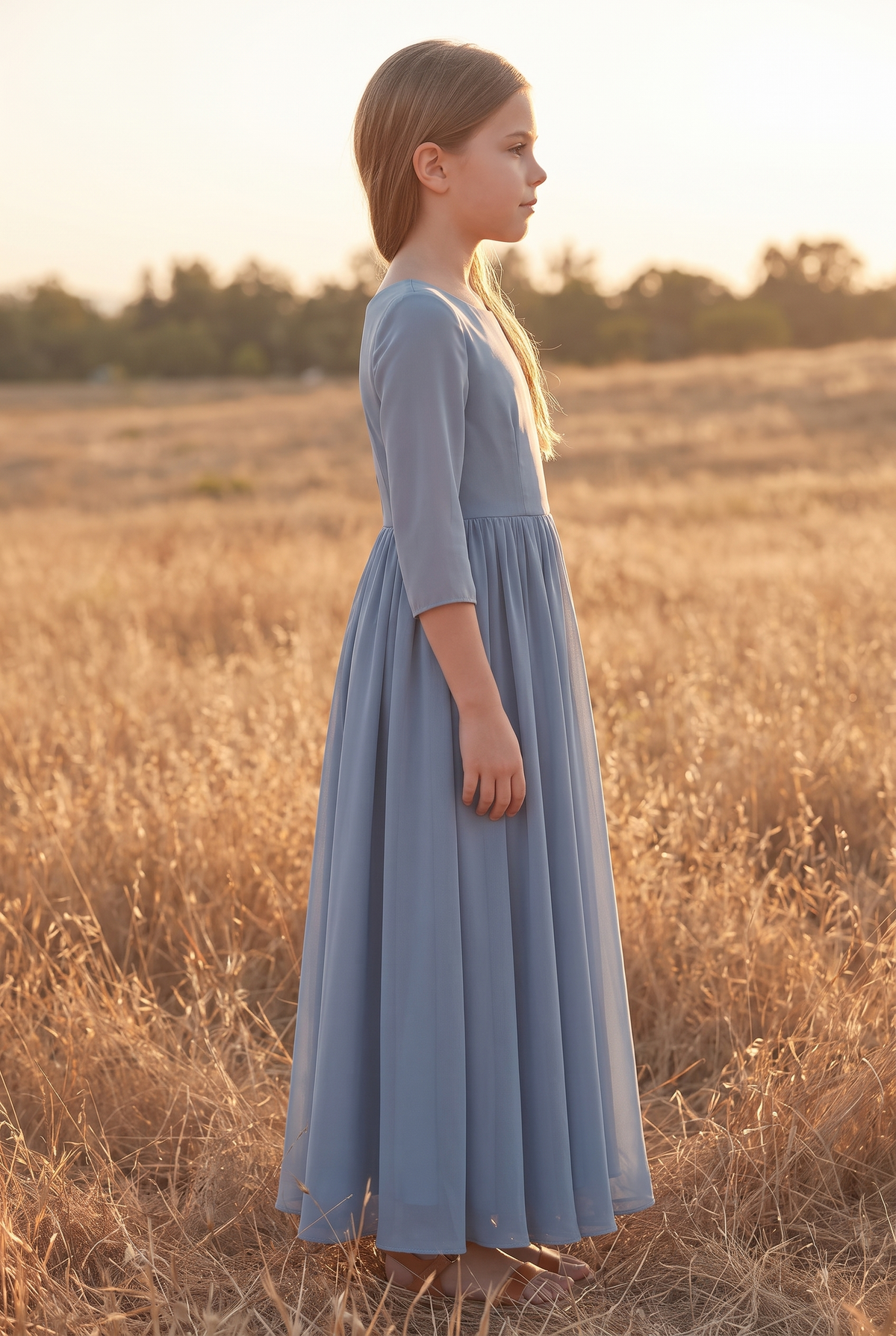 The Aster Mini in Dusty Blue, side