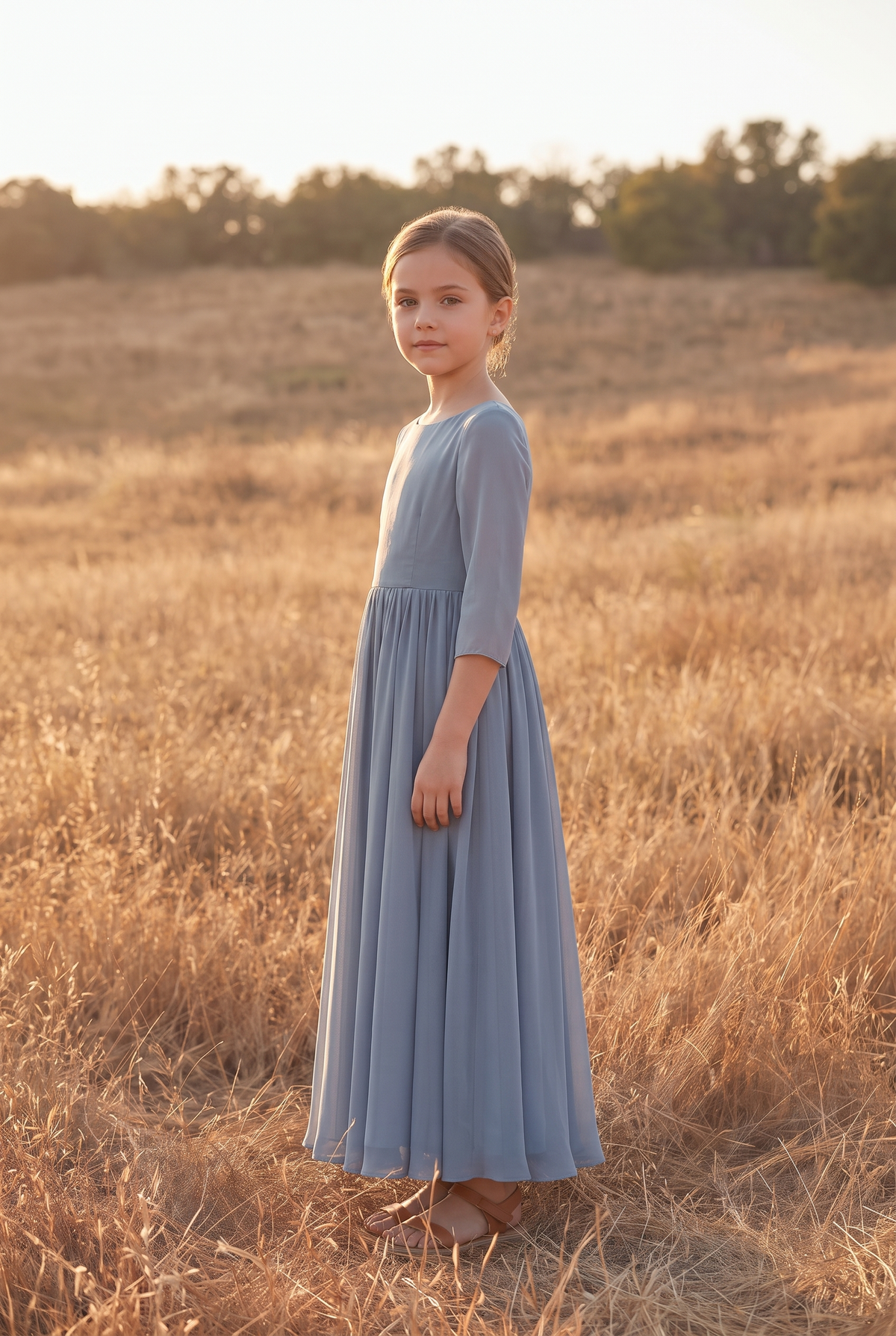 The Aster Mini in Dusty Blue, three quarter view