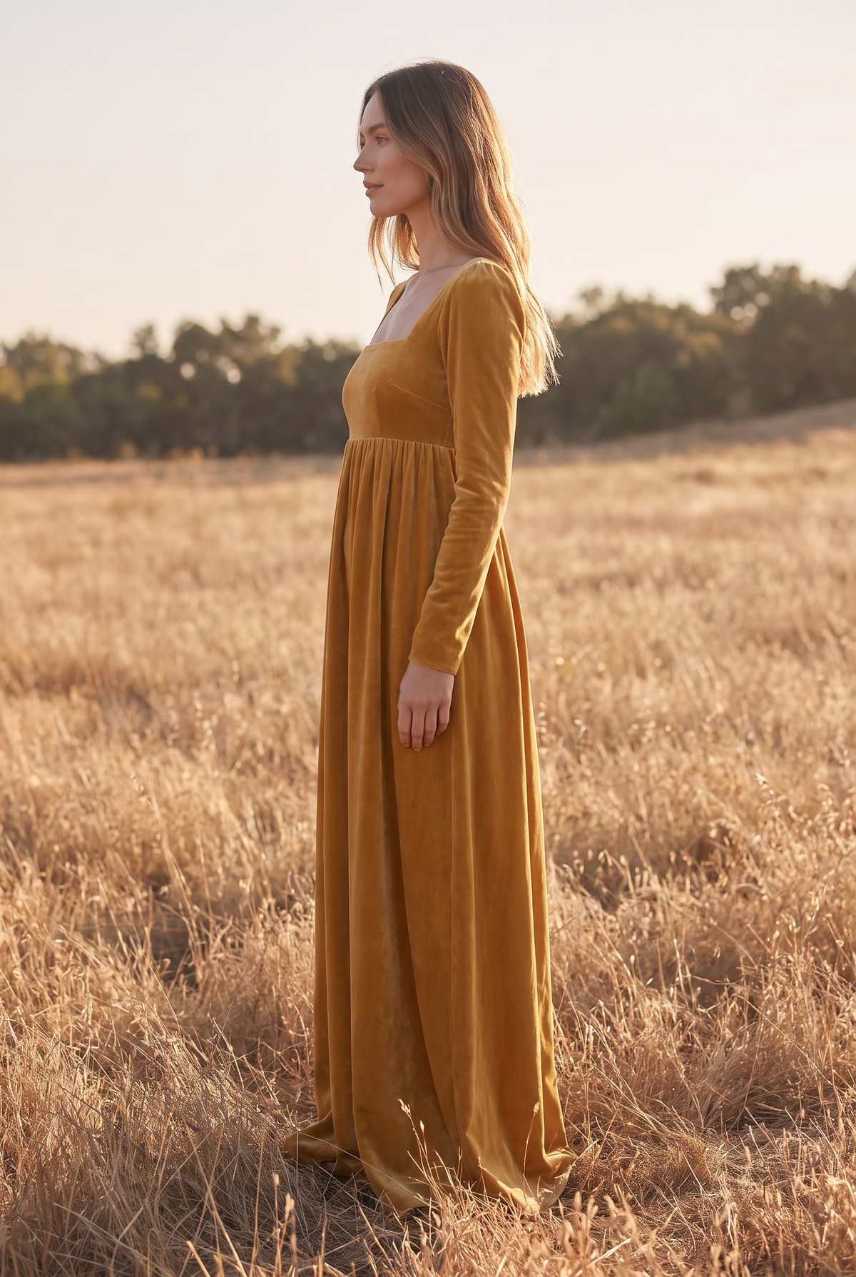 The Beatrix Maxi in Golden, side