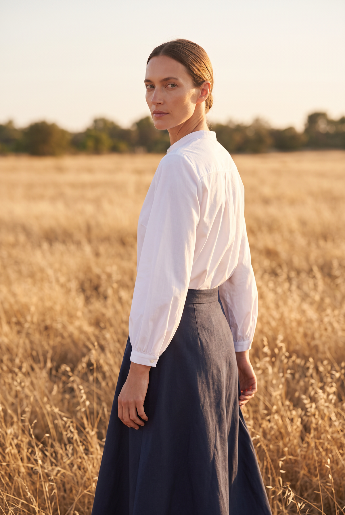 The Bramble Blouse in White, over the shoulder