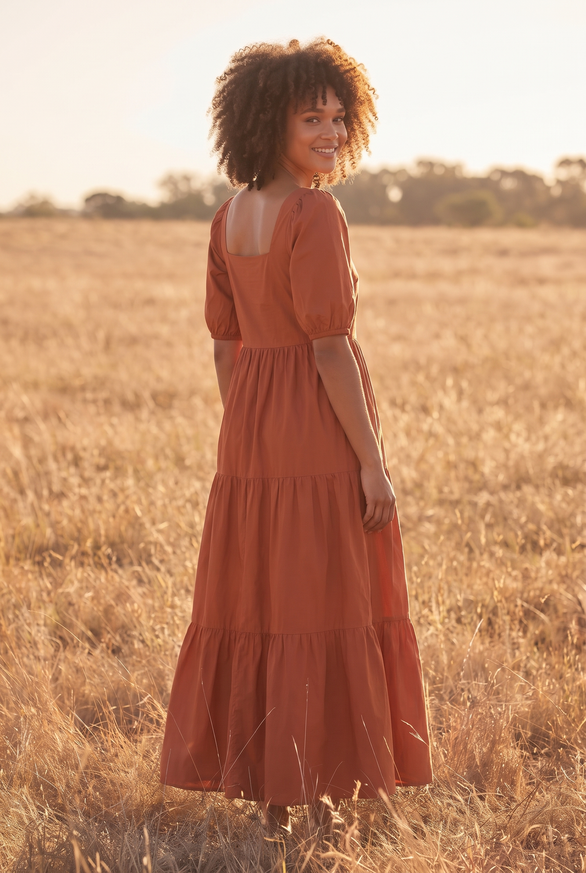 The Briar Maxi in Chestnut, over the shoulder