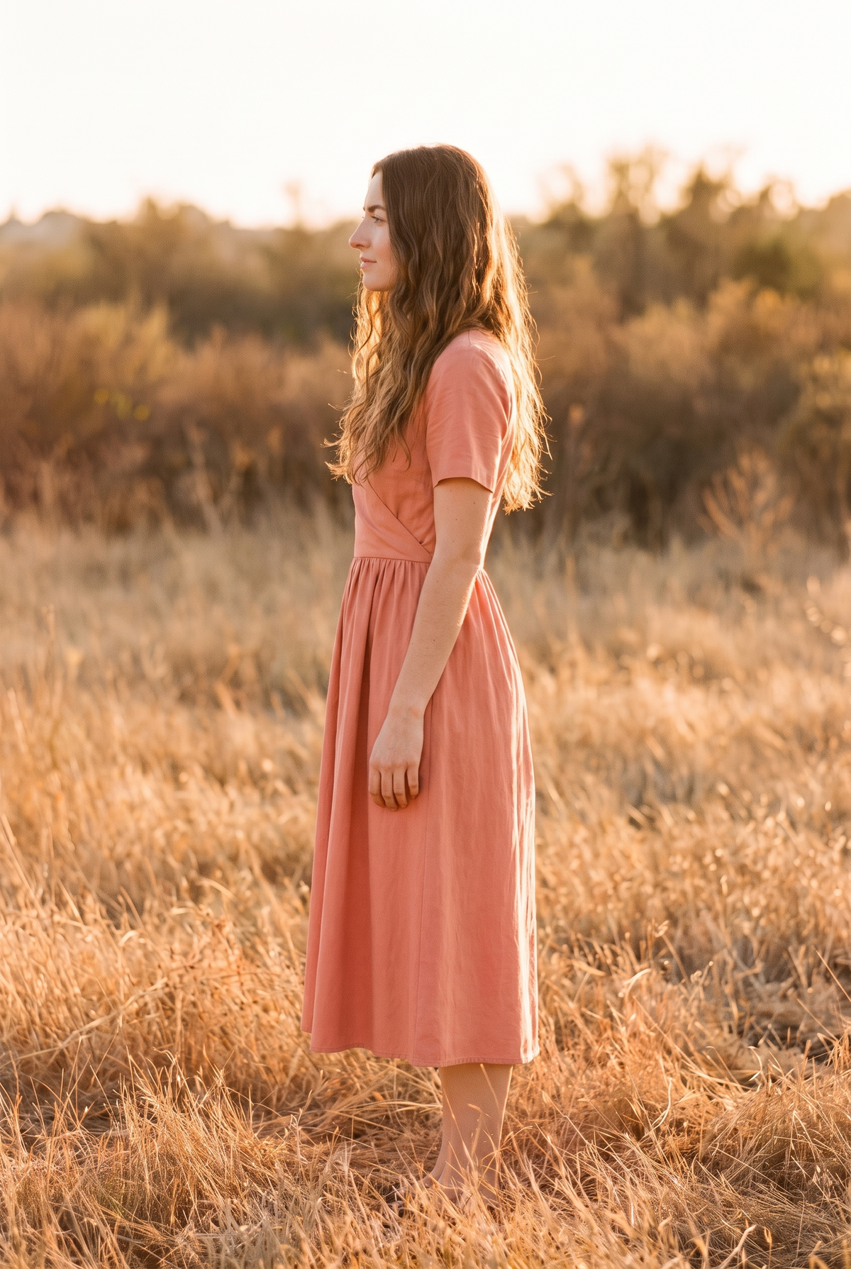 The Clementine Midi in Coral, side