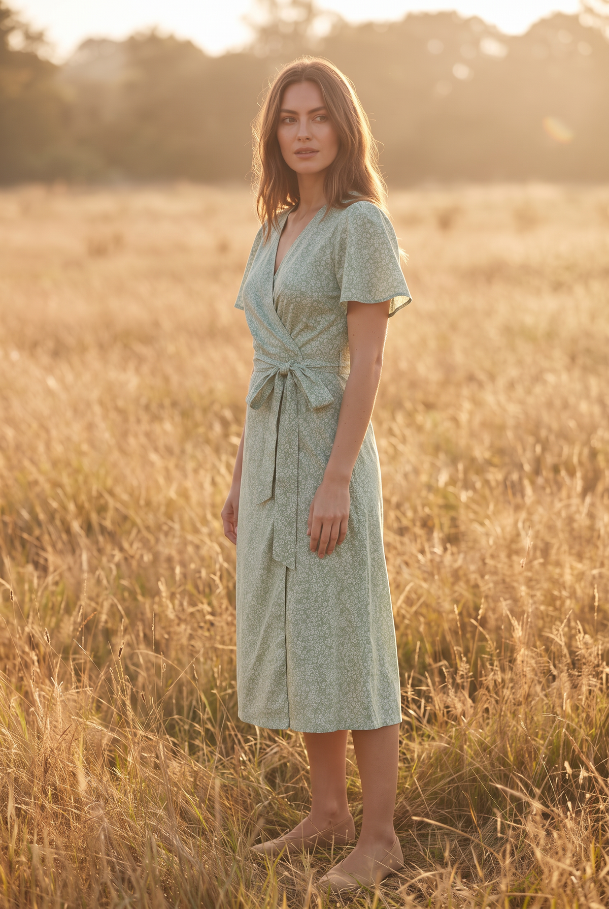 The Clover Midi in Meadow, three quarter view