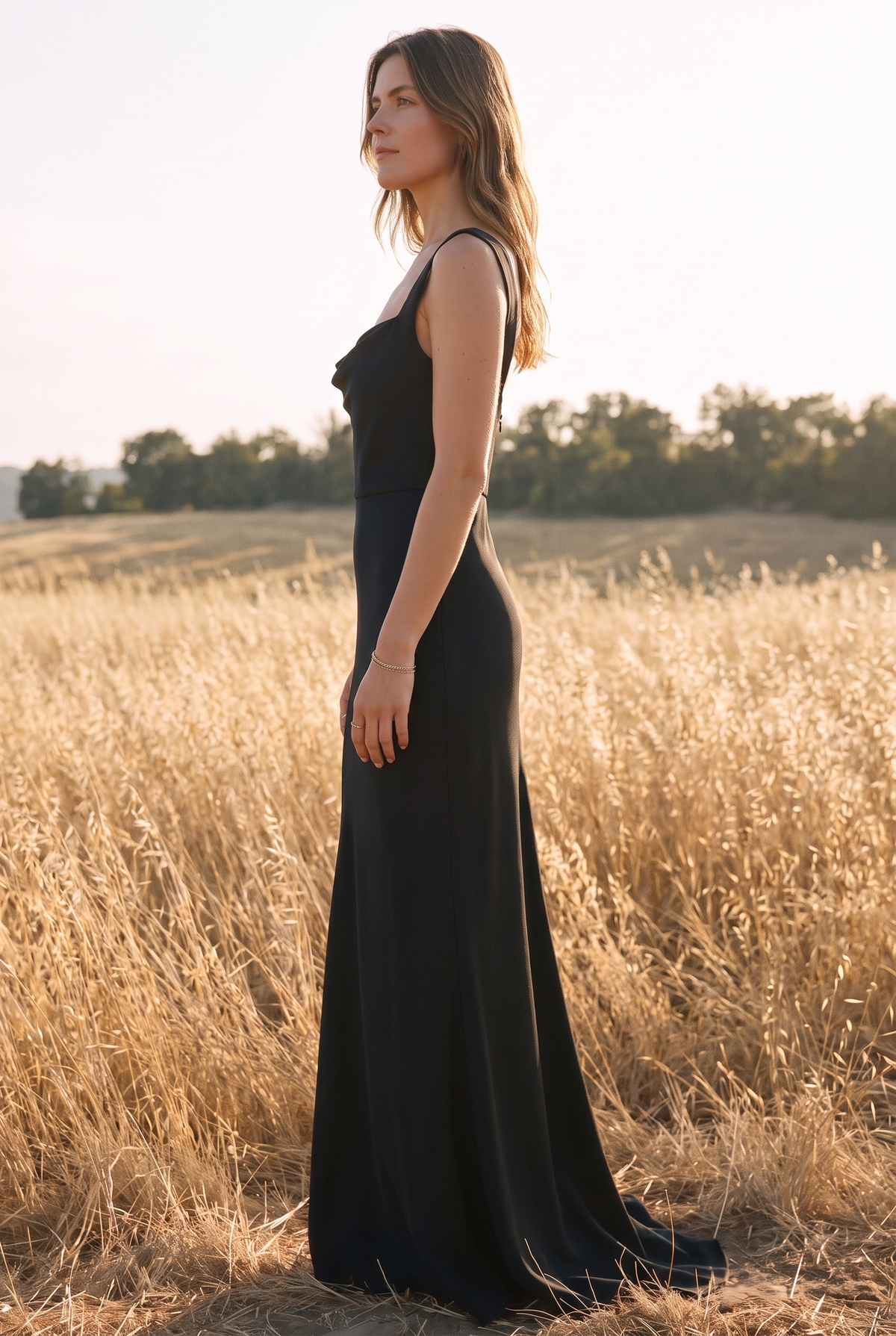 The Delphine Maxi in Noir, side